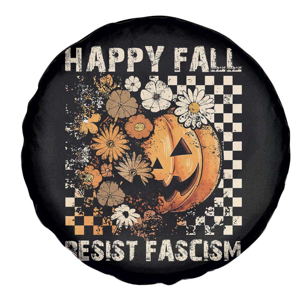 Happy Fall Resist Fascism Spare Tire Cover Halloween Fall Pumpkin TS11 Print Your Wear