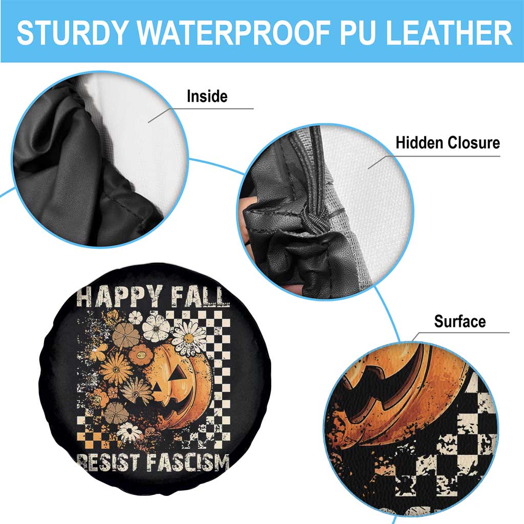 Happy Fall Resist Fascism Spare Tire Cover Halloween Fall Pumpkin TS11 Print Your Wear