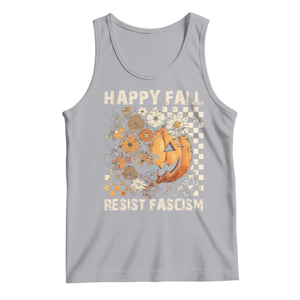 Happy Fall Resist Fascism Tank Top Halloween Fall Pumpkin TS11 Athletic Heather Print Your Wear