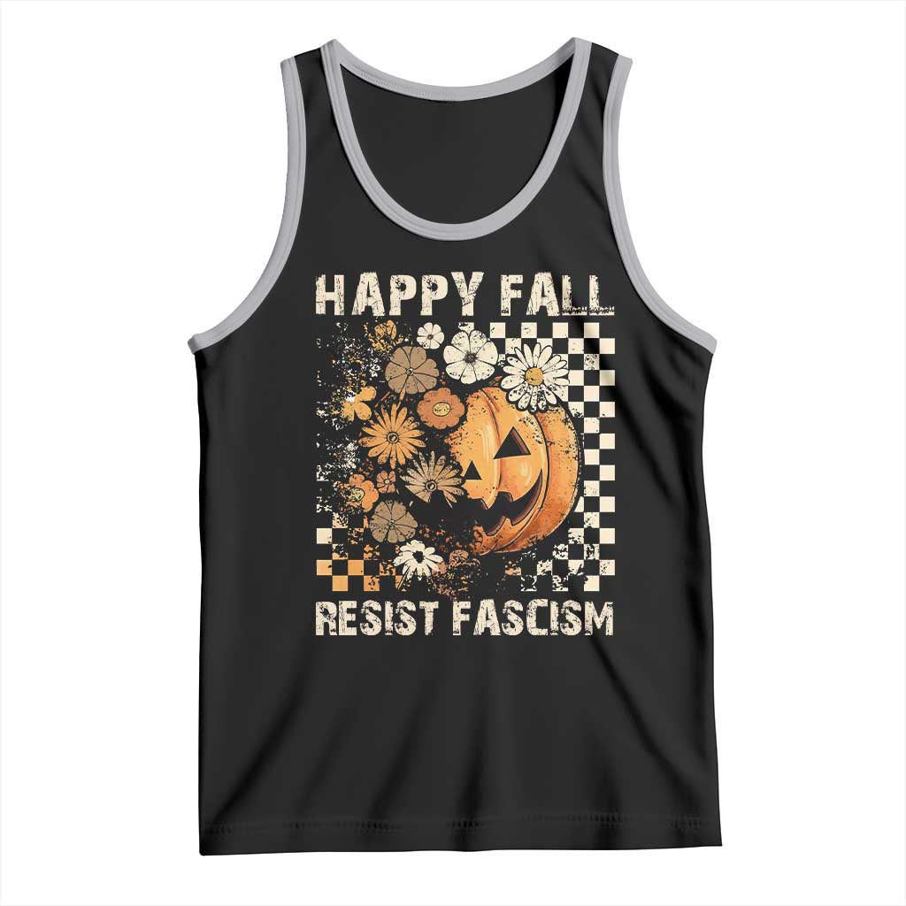 Happy Fall Resist Fascism Tank Top Halloween Fall Pumpkin TS11 Black Athletic Heather Print Your Wear