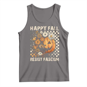 Happy Fall Resist Fascism Tank Top Halloween Fall Pumpkin TS11 Deep Heather Print Your Wear