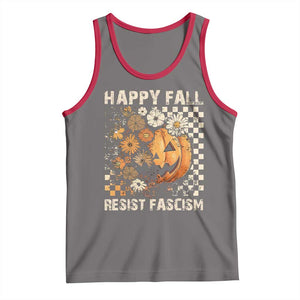 Happy Fall Resist Fascism Tank Top Halloween Fall Pumpkin TS11 Deep Heather Red Print Your Wear