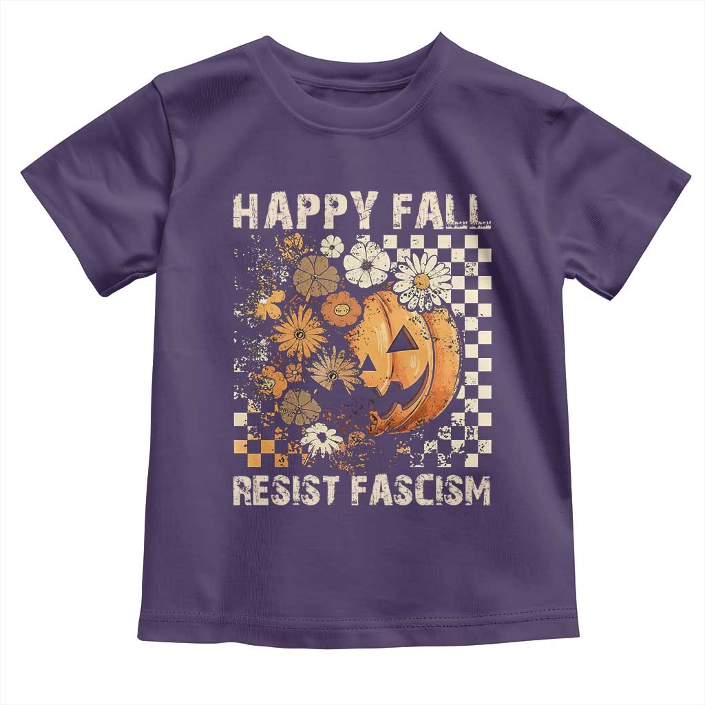 Happy Fall Resist Fascism Toddler T Shirt Halloween Fall Pumpkin TS11 Purple Print Your Wear