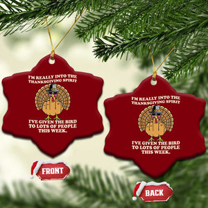 Funny Thanksgiving Turkey Ceramic Ornament I Am Really Into The Thanksgiving Spirit I Have Given The Bird TS11 Print Your Wear