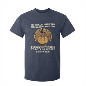 Funny Thanksgiving Turkey T Shirt For Kid I Am Really Into The Thanksgiving Spirit I Have Given The Bird TS11 Navy Print Your Wear