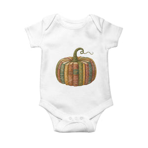 Book Pumpkin Autumn Fall Librarians Bookworm Teacher Baby Onesie TS11 White Print Your Wear