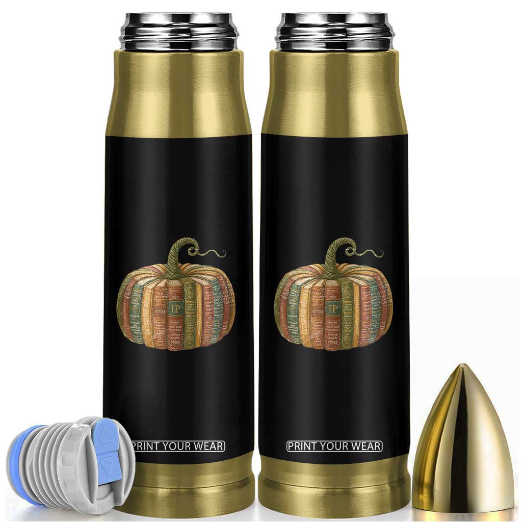 Book Pumpkin Autumn Fall Librarians Bookworm Teacher Bullet Tumbler TS11 Black Print Your Wear