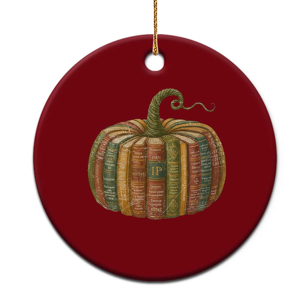 Book Pumpkin Autumn Fall Librarians Bookworm Teacher Ceramic Ornament TS11 1pc Red Print Your Wear