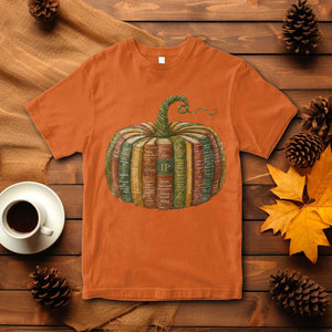 Book Pumpkin Autumn Fall Librarians Bookworm Teacher T Shirt TS11 Orange Print Your Wear