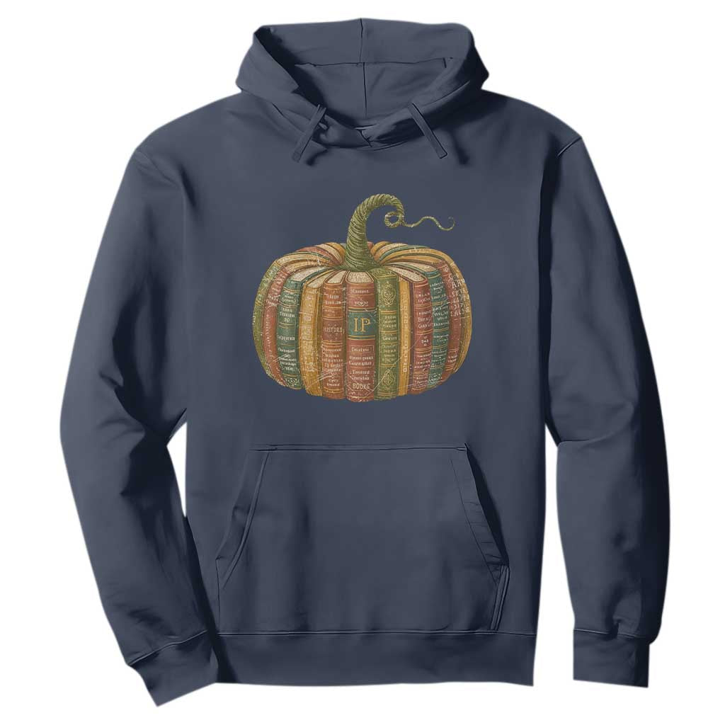 Book Pumpkin Autumn Fall Librarians Bookworm Teacher Hoodie TS11 Navy Print Your Wear