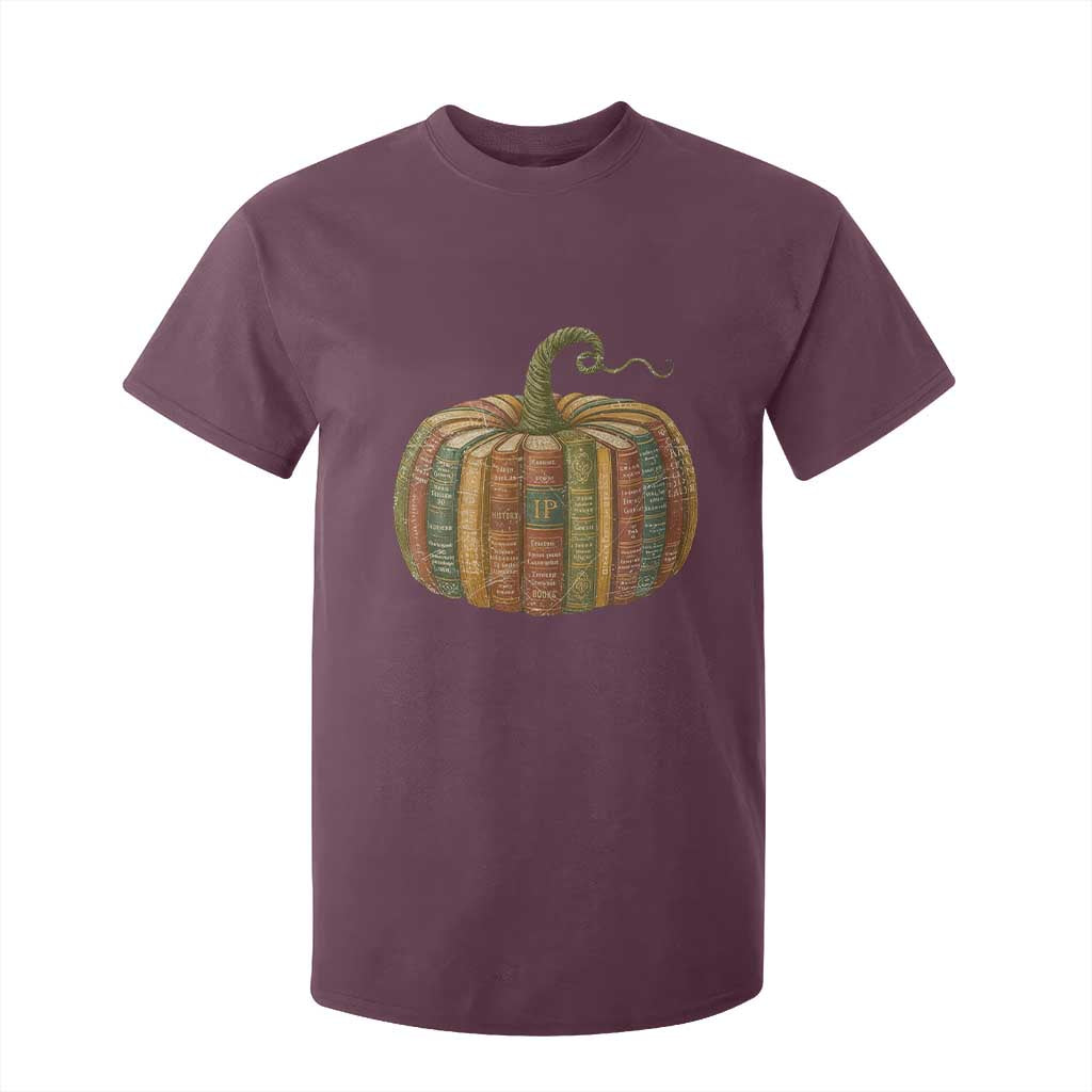 Book Pumpkin Autumn Fall Librarians Bookworm Teacher T Shirt For Kid TS11 Maroon Print Your Wear