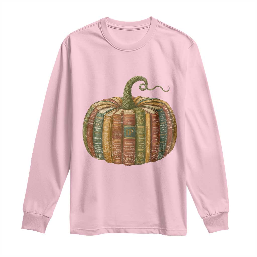 Book Pumpkin Autumn Fall Librarians Bookworm Teacher Long Sleeve Shirt TS11 Light Pink Print Your Wear