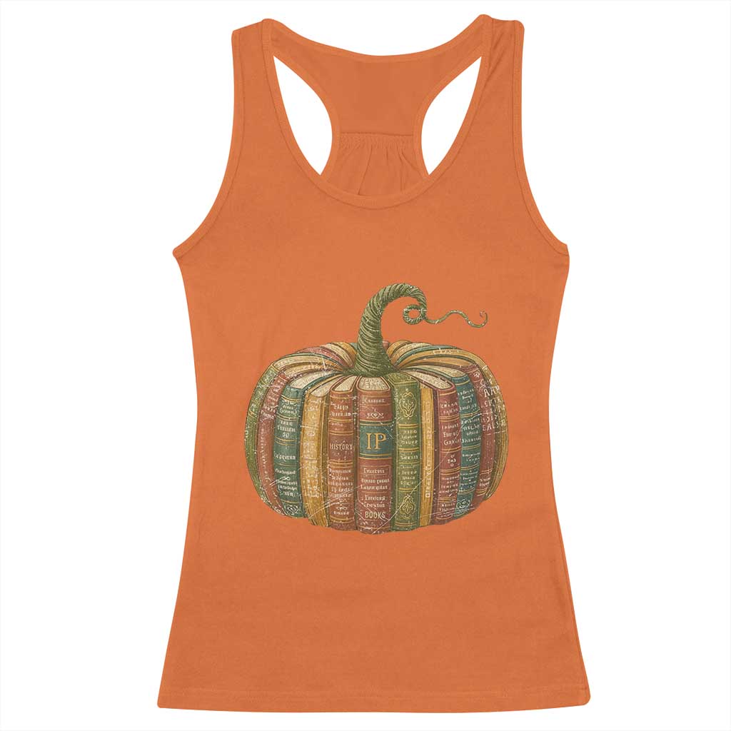 Book Pumpkin Autumn Fall Librarians Bookworm Teacher Racerback Tank Top TS11 Orange Print Your Wear