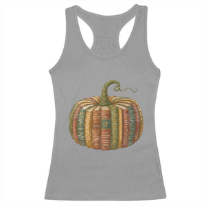 Book Pumpkin Autumn Fall Librarians Bookworm Teacher Racerback Tank Top TS11 Sport Gray Print Your Wear
