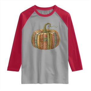 Book Pumpkin Autumn Fall Librarians Bookworm Teacher Raglan Shirt TS11 Sport Gray Red Print Your Wear