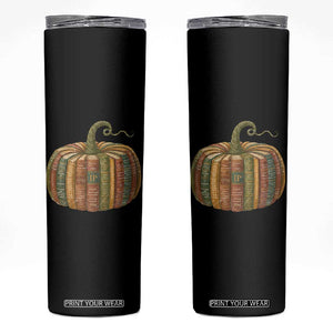 Book Pumpkin Autumn Fall Librarians Bookworm Teacher Skinny Tumbler TS11 Black Print Your Wear