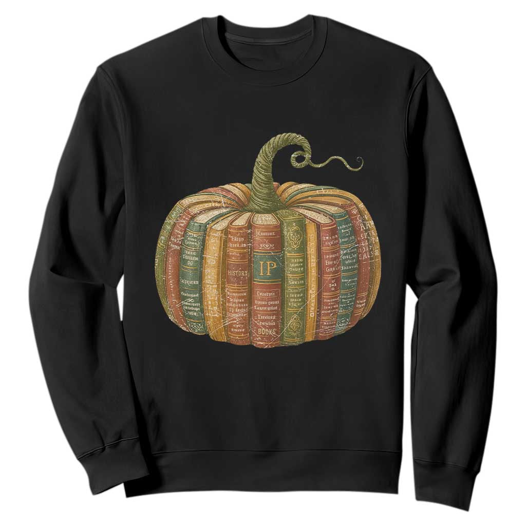 Book Pumpkin Autumn Fall Librarians Bookworm Teacher Sweatshirt TS11 Black Print Your Wear