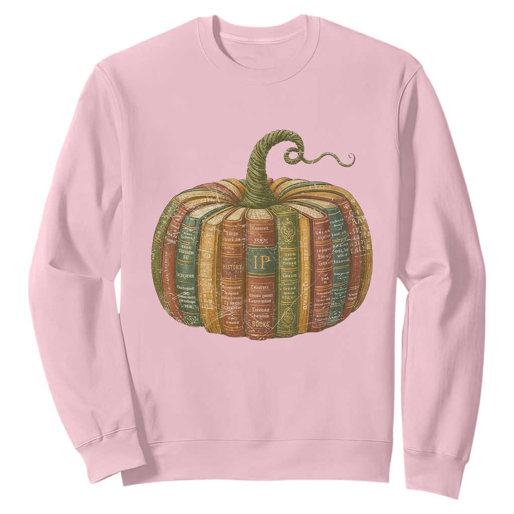 Book Pumpkin Autumn Fall Librarians Bookworm Teacher Sweatshirt TS11 Light Pink Print Your Wear