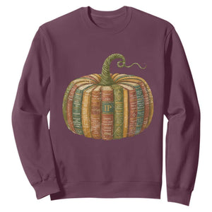 Book Pumpkin Autumn Fall Librarians Bookworm Teacher Sweatshirt TS11 Maroon Print Your Wear