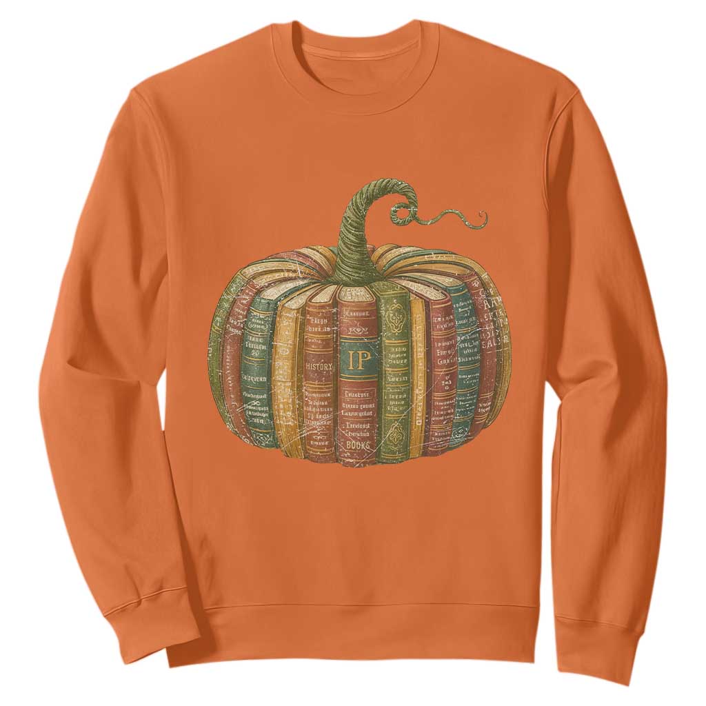 Book Pumpkin Autumn Fall Librarians Bookworm Teacher Sweatshirt TS11 Orange Print Your Wear