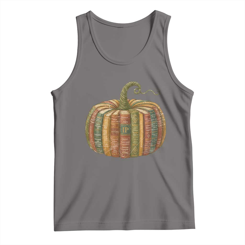 Book Pumpkin Autumn Fall Librarians Bookworm Teacher Tank Top TS11 Deep Heather Print Your Wear