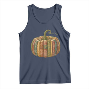 Book Pumpkin Autumn Fall Librarians Bookworm Teacher Tank Top TS11 Navy Print Your Wear