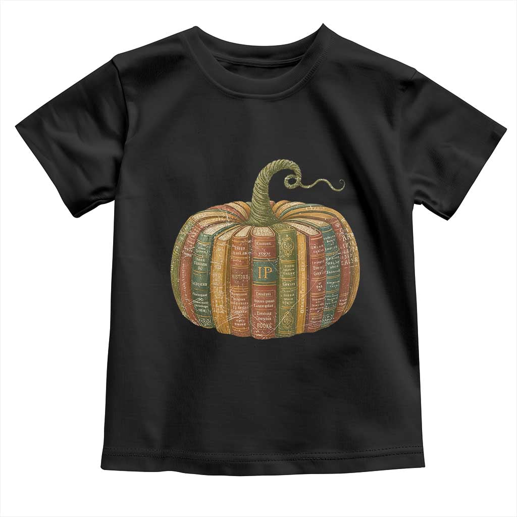 Book Pumpkin Autumn Fall Librarians Bookworm Teacher Toddler T Shirt TS11 Black Print Your Wear