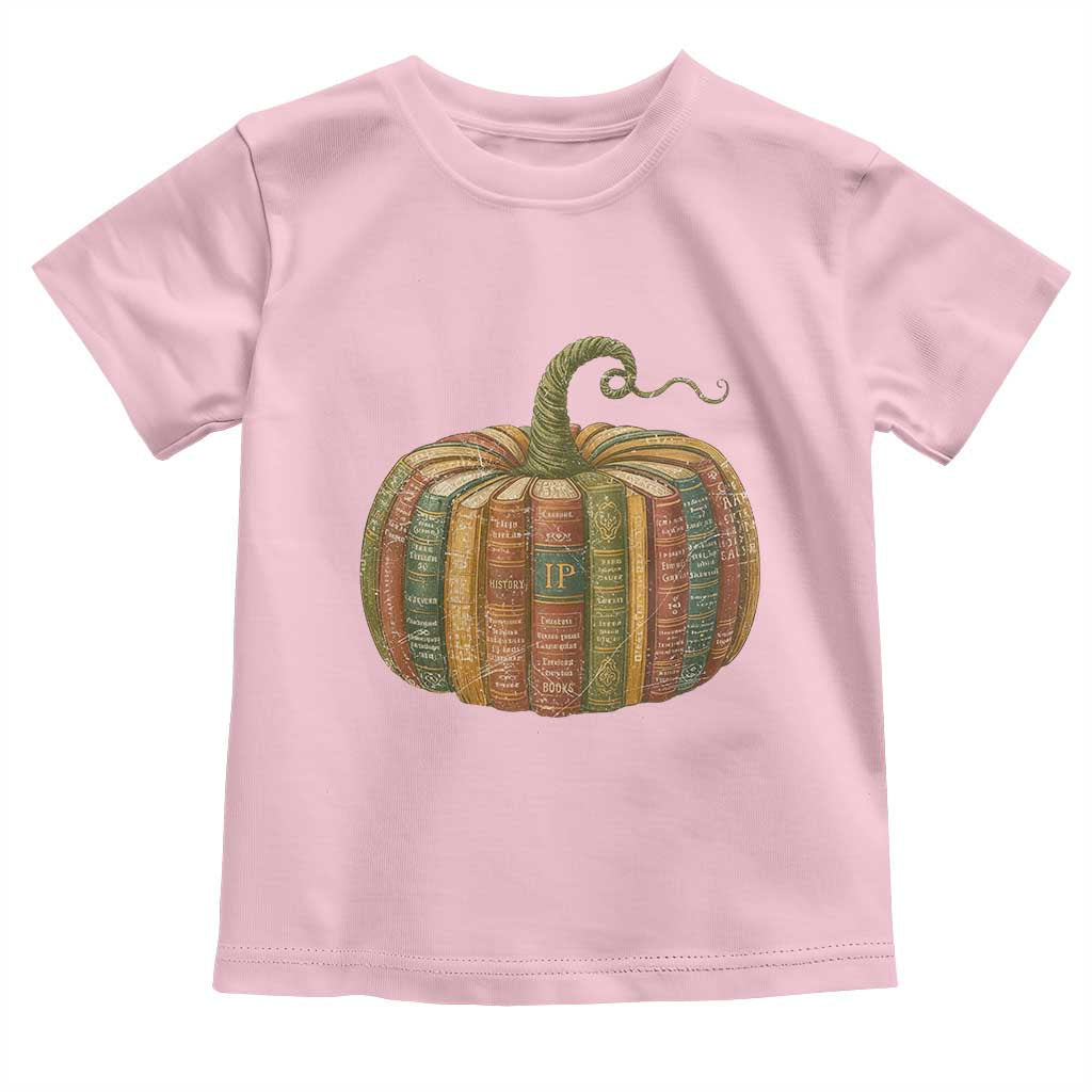 Book Pumpkin Autumn Fall Librarians Bookworm Teacher Toddler T Shirt TS11 Light Pink Print Your Wear