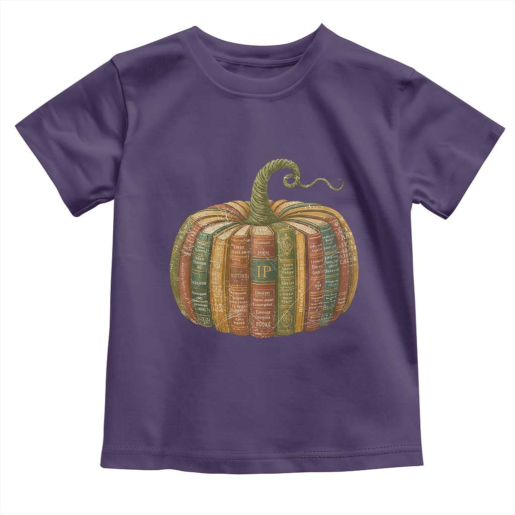 Book Pumpkin Autumn Fall Librarians Bookworm Teacher Toddler T Shirt TS11 Purple Print Your Wear