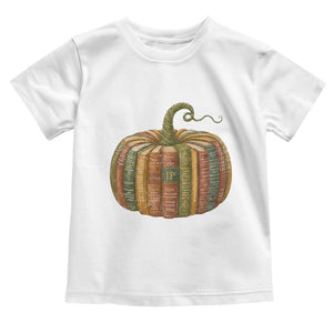 Book Pumpkin Autumn Fall Librarians Bookworm Teacher Toddler T Shirt TS11 White Print Your Wear
