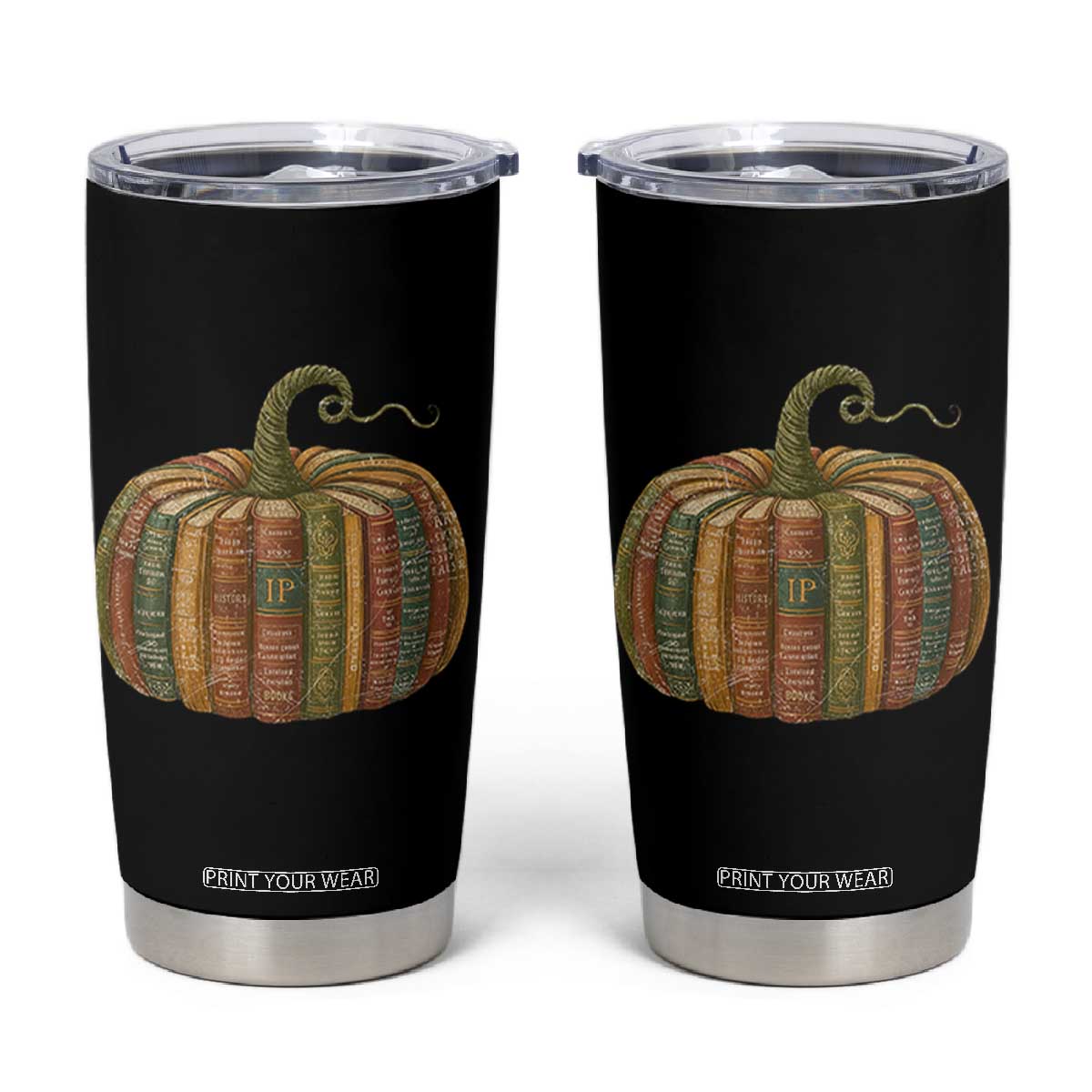 Book Pumpkin Autumn Fall Librarians Bookworm Teacher Tumbler Cup TS11 Black Print Your Wear