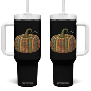 Book Pumpkin Autumn Fall Librarians Bookworm Teacher Tumbler With Handle TS11 One Size: 40 oz Black Print Your Wear