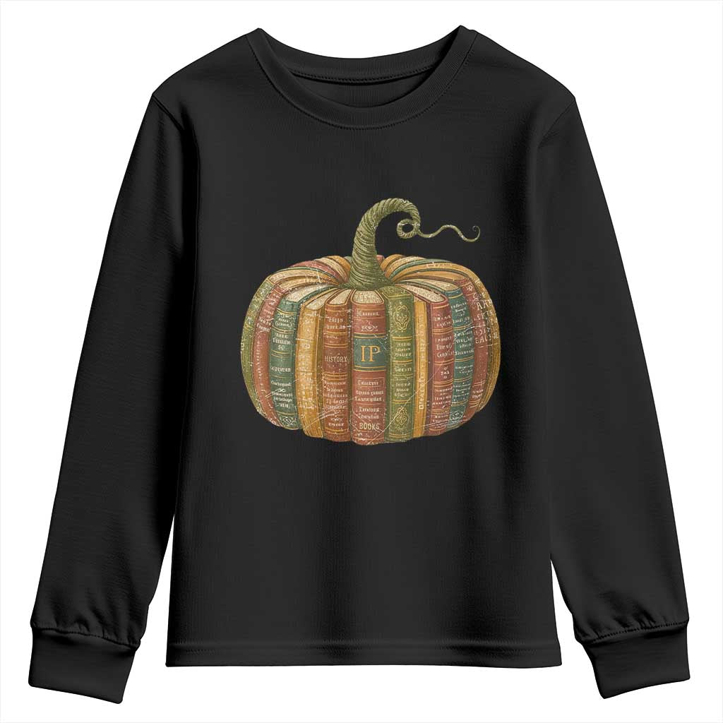 Book Pumpkin Autumn Fall Librarians Bookworm Teacher Youth Sweatshirt TS11 Black Print Your Wear