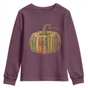 Book Pumpkin Autumn Fall Librarians Bookworm Teacher Youth Sweatshirt TS11 Maroon Print Your Wear