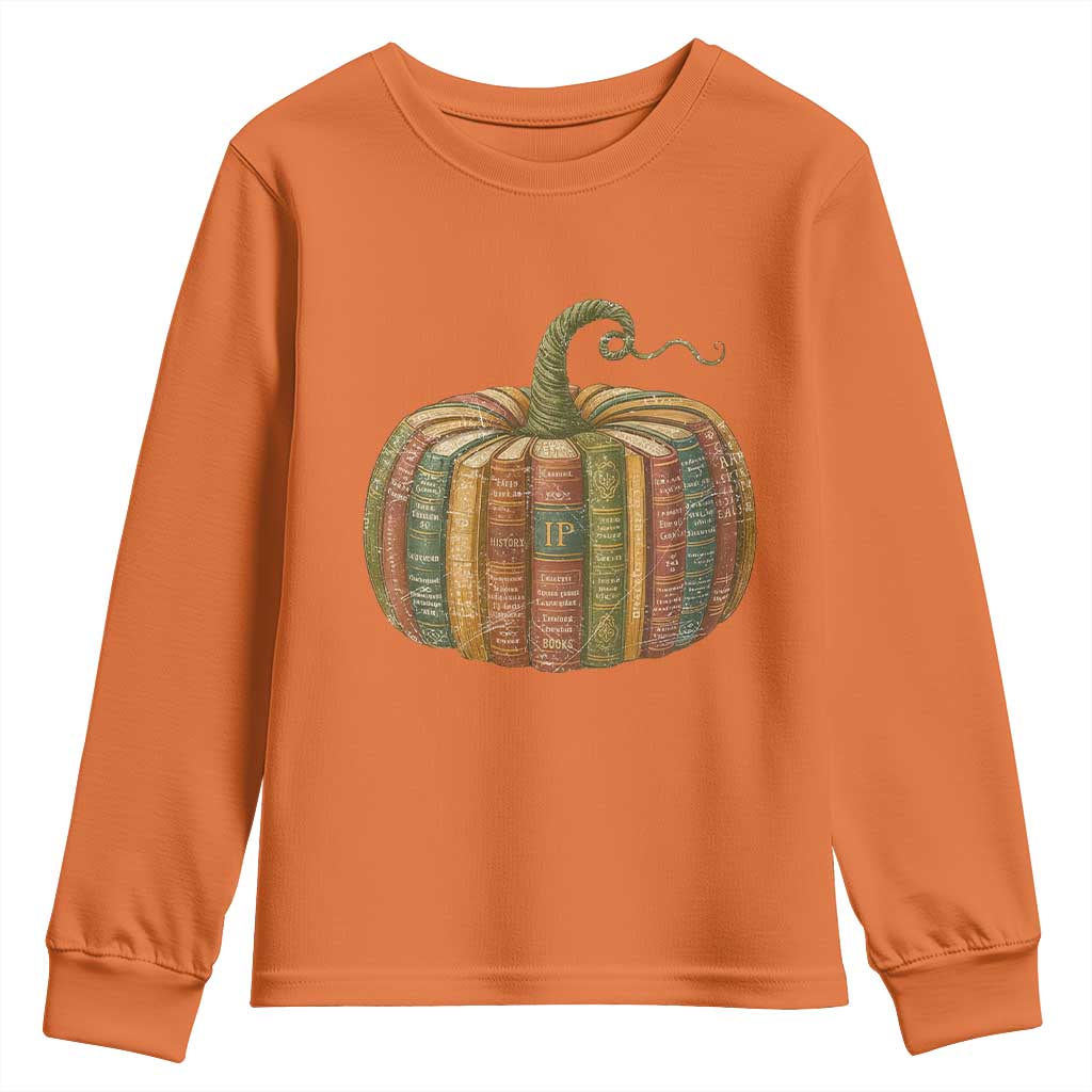 Book Pumpkin Autumn Fall Librarians Bookworm Teacher Youth Sweatshirt TS11 Orange Print Your Wear
