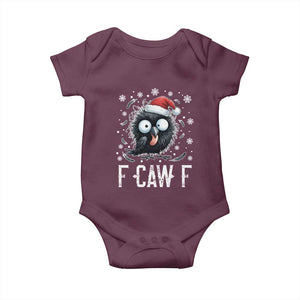 Funny F Caw F Christmas Crow Baby Onesie Santa Raven Xmas Holiday TS11 Maroon Print Your Wear