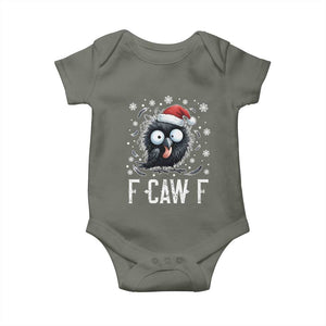 Funny F Caw F Christmas Crow Baby Onesie Santa Raven Xmas Holiday TS11 Military Green Print Your Wear
