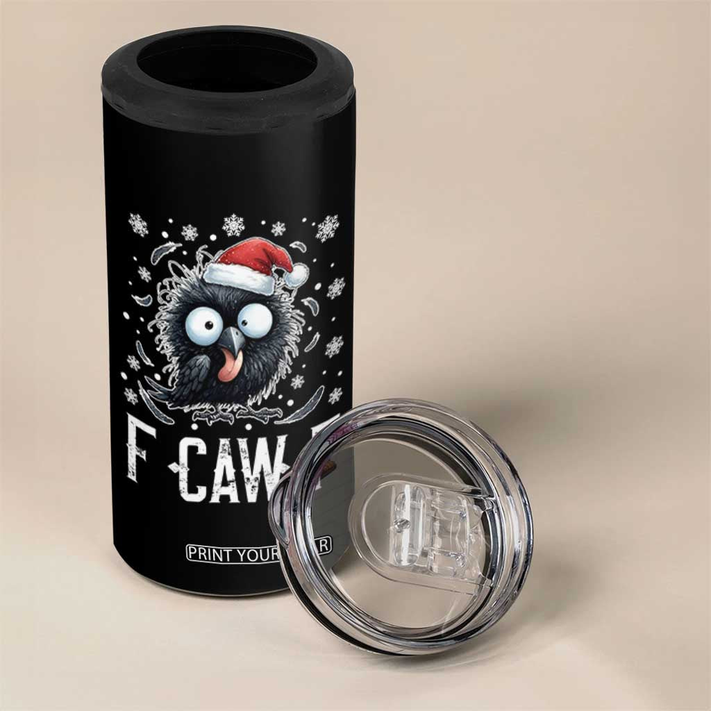 Funny F Caw F Christmas Crow 4 in 1 Can Cooler Tumbler Santa Raven Xmas Holiday TS11 Print Your Wear