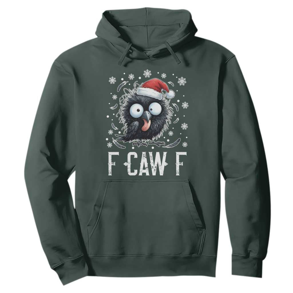 Funny F Caw F Christmas Crow Hoodie Santa Raven Xmas Holiday TS11 Dark Forest Green Print Your Wear