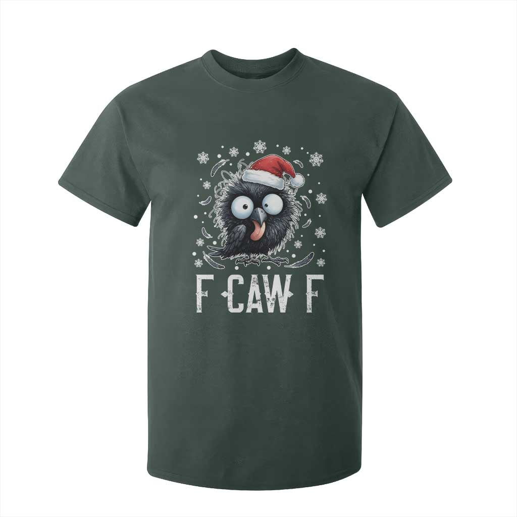 Funny F Caw F Christmas Crow T Shirt For Kid Santa Raven Xmas Holiday TS11 Dark Forest Green Print Your Wear