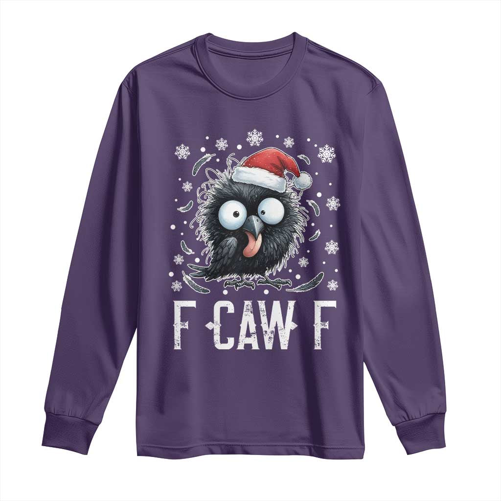 Funny F Caw F Christmas Crow Long Sleeve Shirt Santa Raven Xmas Holiday TS11 Purple Print Your Wear
