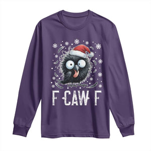 Funny F Caw F Christmas Crow Long Sleeve Shirt Santa Raven Xmas Holiday TS11 Purple Print Your Wear