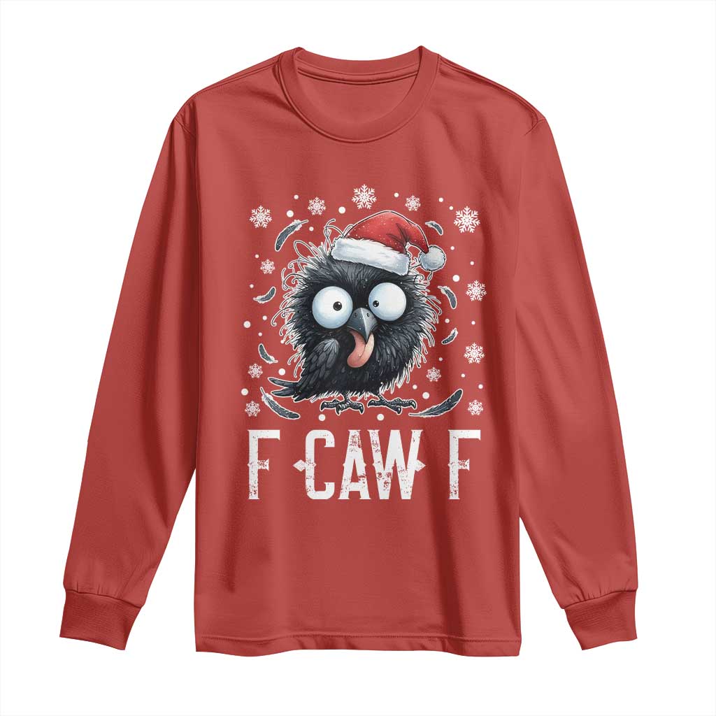 Funny F Caw F Christmas Crow Long Sleeve Shirt Santa Raven Xmas Holiday TS11 Red Print Your Wear