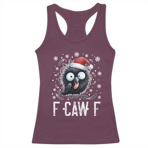 Funny F Caw F Christmas Crow Racerback Tank Top Santa Raven Xmas Holiday TS11 Maroon Print Your Wear