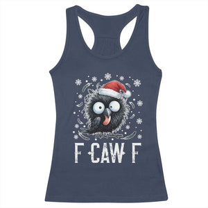 Funny F Caw F Christmas Crow Racerback Tank Top Santa Raven Xmas Holiday TS11 Navy Print Your Wear