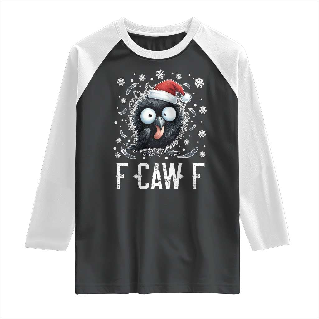 Funny F Caw F Christmas Crow Raglan Shirt Santa Raven Xmas Holiday TS11 Black White Print Your Wear