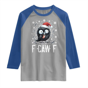 Funny F Caw F Christmas Crow Raglan Shirt Santa Raven Xmas Holiday TS11 Sport Gray Royal Print Your Wear