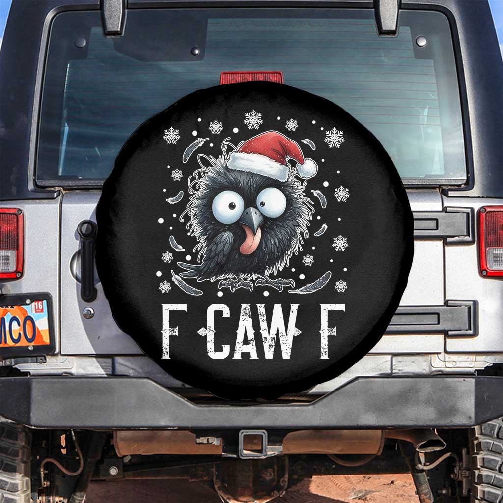Funny F Caw F Christmas Crow Spare Tire Cover Santa Raven Xmas Holiday TS11 No hole Black Print Your Wear