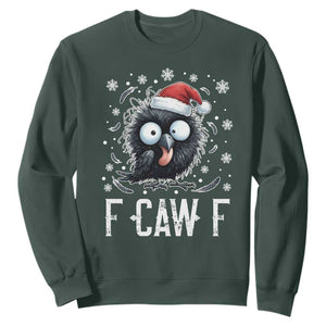 Funny F Caw F Christmas Crow Sweatshirt Santa Raven Xmas Holiday TS11 Dark Forest Green Print Your Wear