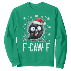Funny F Caw F Christmas Crow Sweatshirt Santa Raven Xmas Holiday TS11 Irish Green Print Your Wear